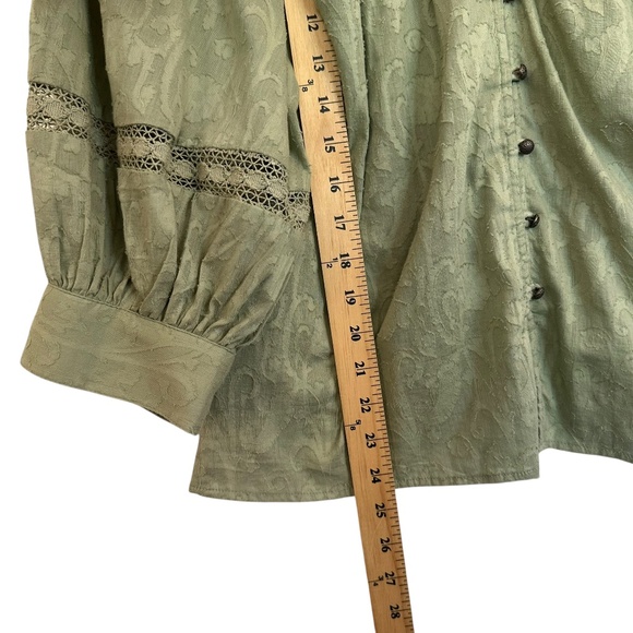 Anthropologie Top Blouse Women's S Harmony Sage Lace Peasant Cottage Feminine - Picture 10 of 15